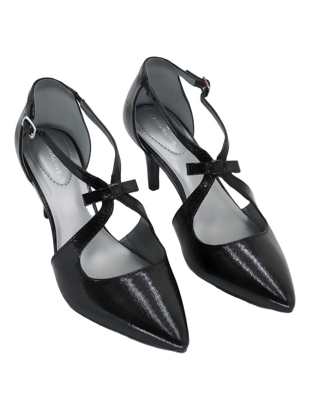 Bandolino Zeffer Black Snake Print Strappy Pointed Toe Kitten Heel Pumps Size 9M